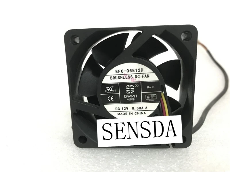 EFC-06E12D EFC-06E12D-AF09 6025 12V 0.60A 60X60X25mm 60mm 6cm Server Inverter Power Supply PSU Axial Cooling Fan