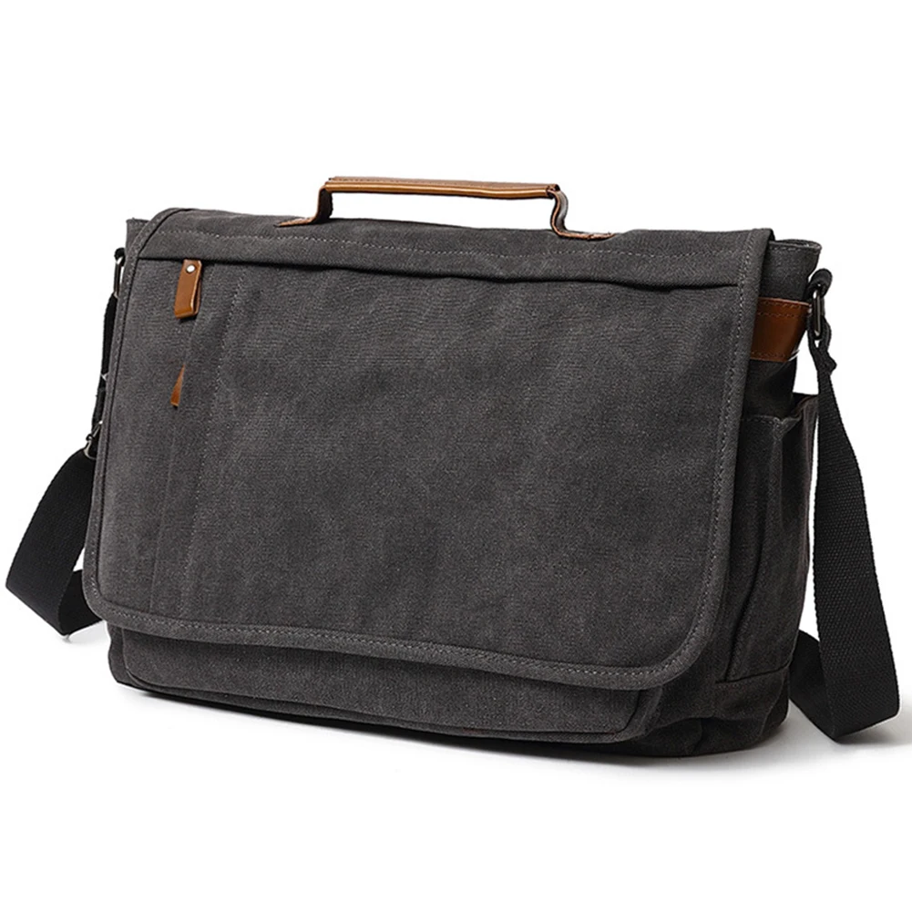 

Men Wear Resistant Casual Adjustable Strap Large Capacity Sturdy Canvas Laptop Cross Body Practical Working Zipper Shoulder Bag