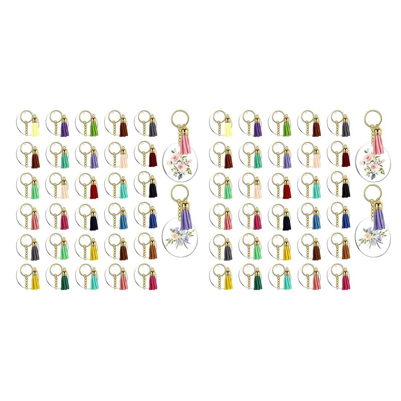 Gold Circle Key Chains Clear Round Acrylic Keychain Blanks and Gold Tassel Pendant Keyring for DIY Projects and Crafts Acrylic Transparent Circle Discs Gold Circle Key Chains Clear Round Acrylic Keychain Blanks and Gold Tassel Pendant Keyring for DIY Projects and Crafts Acrylic Transparent Circle Discs