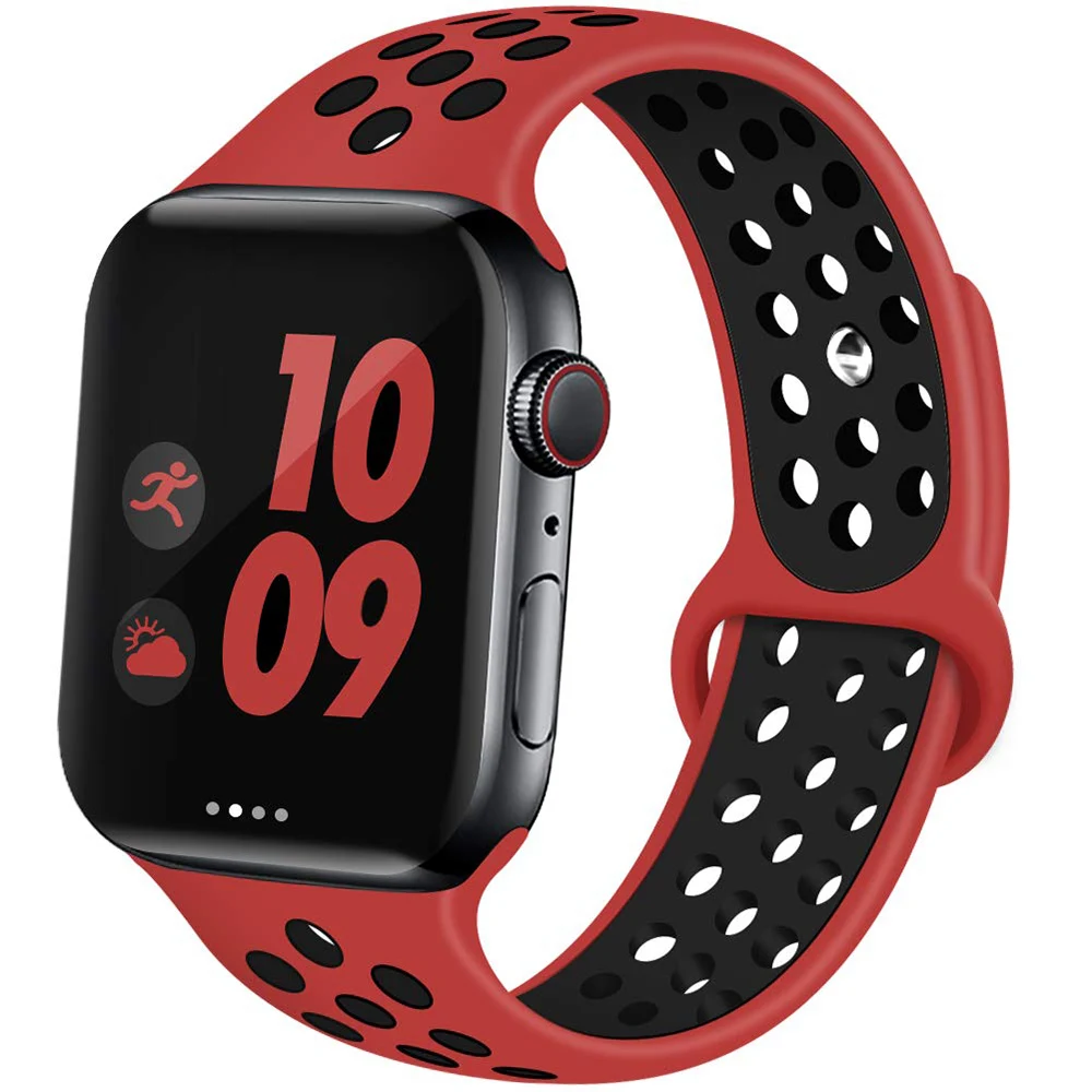 Новый дышащий силиконовый спортивный ремешок для Apple Watch 5 4 44 мм 40 резиновый Iwatch 3 2