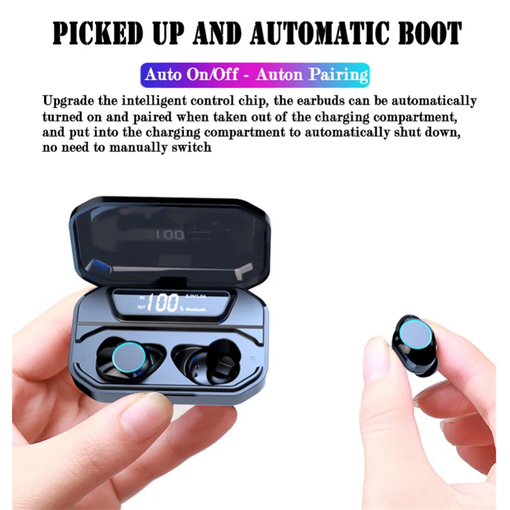 Bluetooth 5.0 Earphone TWS Wireless Earbuds Smart Noise Cancelling Stereo Sound Headset 3300mAh Waterproof Headset