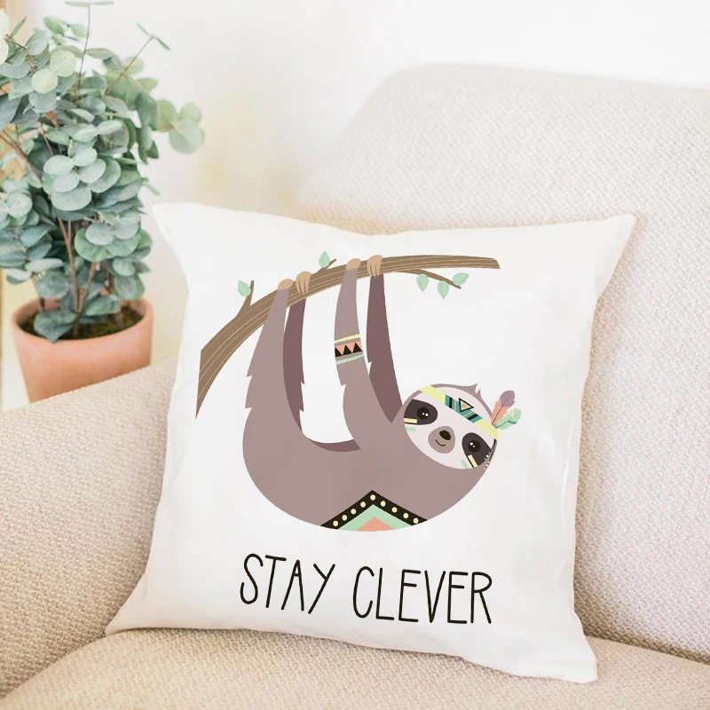 Be Brave/clever Bear Fox Giraffe Pillow Case Decor Cute Animal Cushion Cover for Sofa Bear Soft Pillowcase 45x45cm
