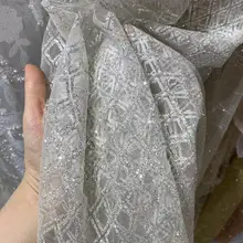 Hh018#10 ярдов/партия Серебряная блестящая клетчатая координатная сетка Роскошная клееная сетка, фатин, кружева для распиловки свадебного платья/вечерние