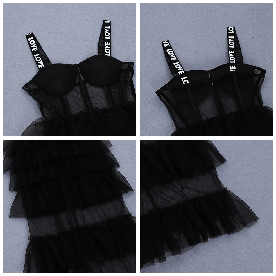 Каскадные сетки Спагетти ремень без рукавов Белый Черный Макси платье для женщин прозрачный бар сексуальные платья для вечеринок Robe Femme Vestidos