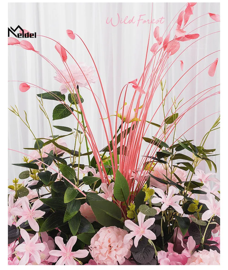 Meldel 50 см DIY свадебный цветок стены композиция поставки Шелковый Maidenhair искусственный ряд цветов Декор Свадебный фон Декор