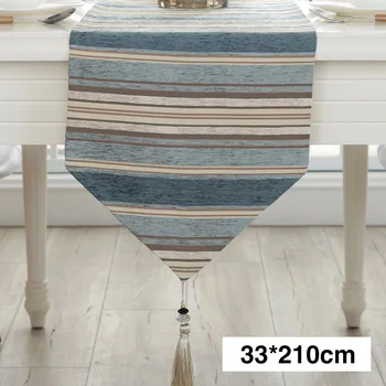 

Table Runner Colorful Stripes Dustproof Modern Wedding Party Polyester Banquet Home Decor Hotel Desktop Kitchen With Tassels