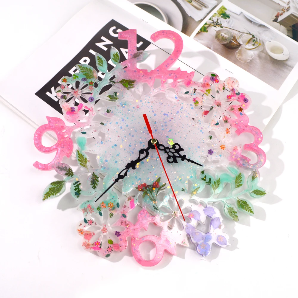 2021 New Style 26/32cm Big Size Flower Shape Clock Moule Silicone Epoxy Resin Molds Handmade Tool DIY Jewellery Making Supplies 2021 big tree clock silicone mold woodpecker clock molde silicona resina accessories handcraft jewelry tool resin art supplies