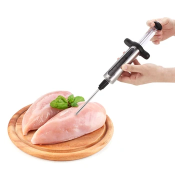 

Kitchen Meat Injector,BBQ Frying Syringe for Adding Flavour Marinades, Herbs, Seasoning and Sauces,Stainless Steel