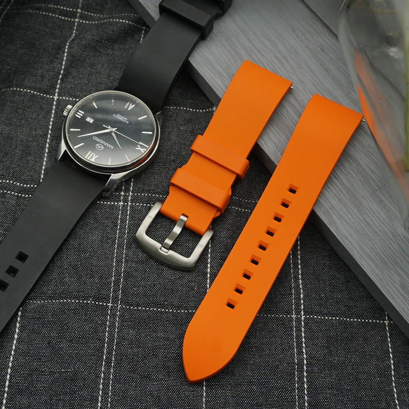 Универсальный ремешок для часов 20 мм 22 мм 24 мм фториновый резиновый ремешок для часов качественные водонепроницаемые аксессуары для часов