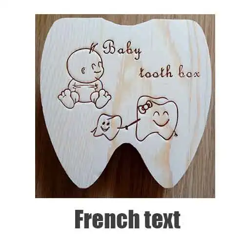 Детская деревянная коробка для зубов, органайзер для хранения молочных зубов, коробка для хранения зубов Umbilica, подарок на испанский/английский/голландский/русский/французский - Цвет: France text
