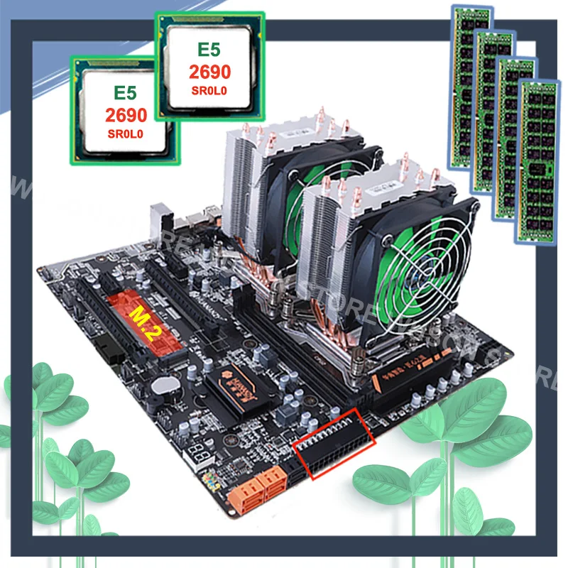 Материнская плата HUANANZHI X79 4D с разъемом M.2 2 Гб LAN порта двойной ЦП Xeon E5 2690 9 ГГц