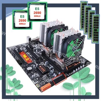 شراءHUANANZHI X79-4D اللوحة الأم مع M.2 فتحة 2 جيجا LAN ميناء ثنائي وحدة المعالجة المركزية Xeon E5 2690 2.9GHz 2 مبردات العلامة التجارية الكبيرة RAM 64G(4*16G) RECC