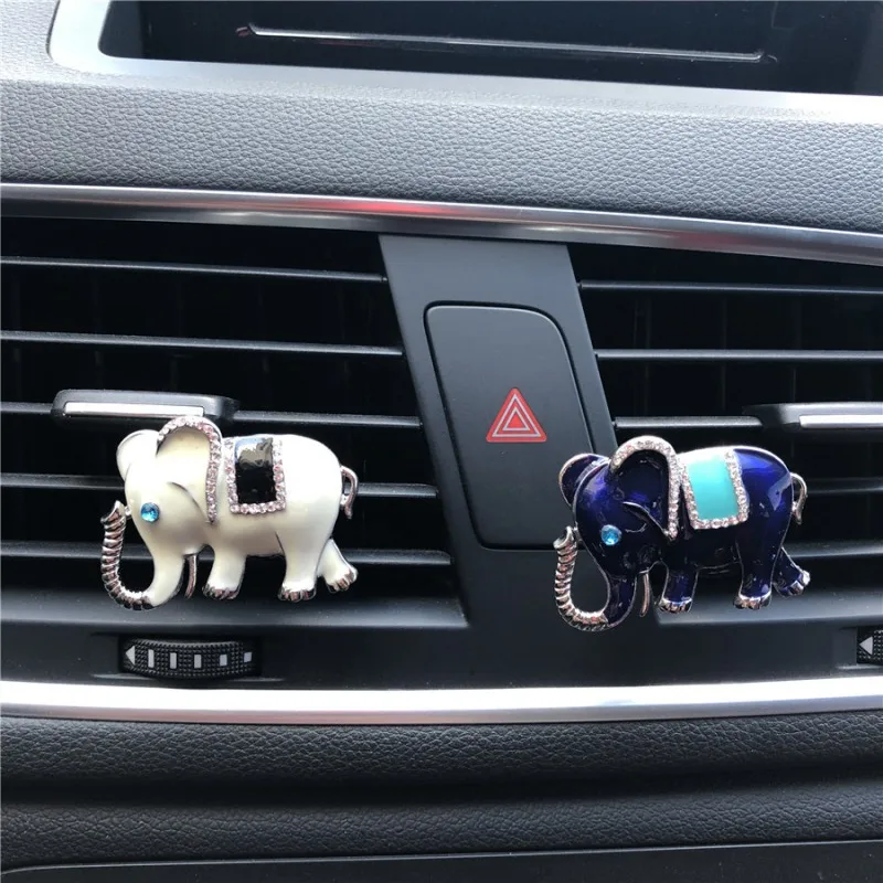 

New HOT Alloy Elephant Drip Oil Diamonds Elephant Car Perfume Clip Air Freshener Car Air Outlet Personality Perfume Ornaments