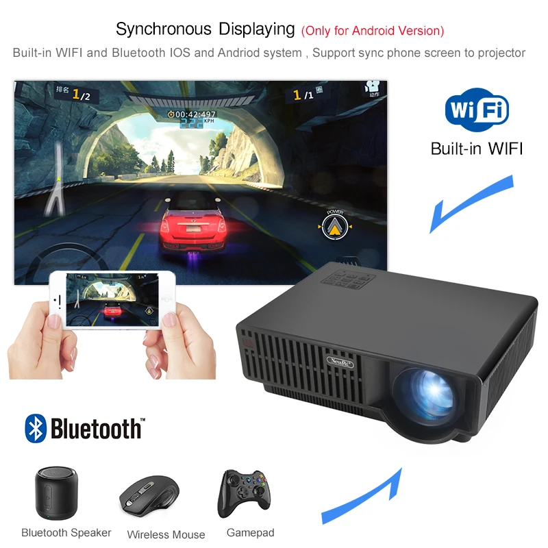 Newpal 3500 люмен светодиодный проектор GP100 до Full HD WiFi Android 4K 3D беспроводные видео