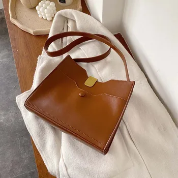 

Fashion Casual Lager Shoulder Bag Women Tote Bag Solid Soft PU Leather Handbag Ladies Beauty Crossbody Bag Versatile Bag