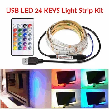 

Waterproof RGB LED TV Backlight Light Strip Kit Wireless Remote Control for TV Mirror PC Decor Light Strip USB/Batteries Type