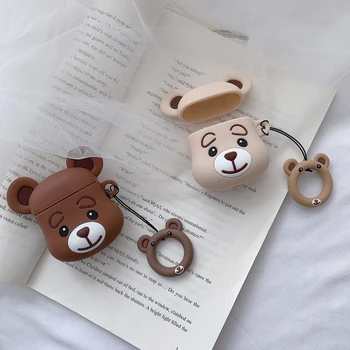 

For Airpods Case Cute Bear Silicone Protective Cover Shockproof Case for Airpods 1/2 Bluetooth Earphone Protective