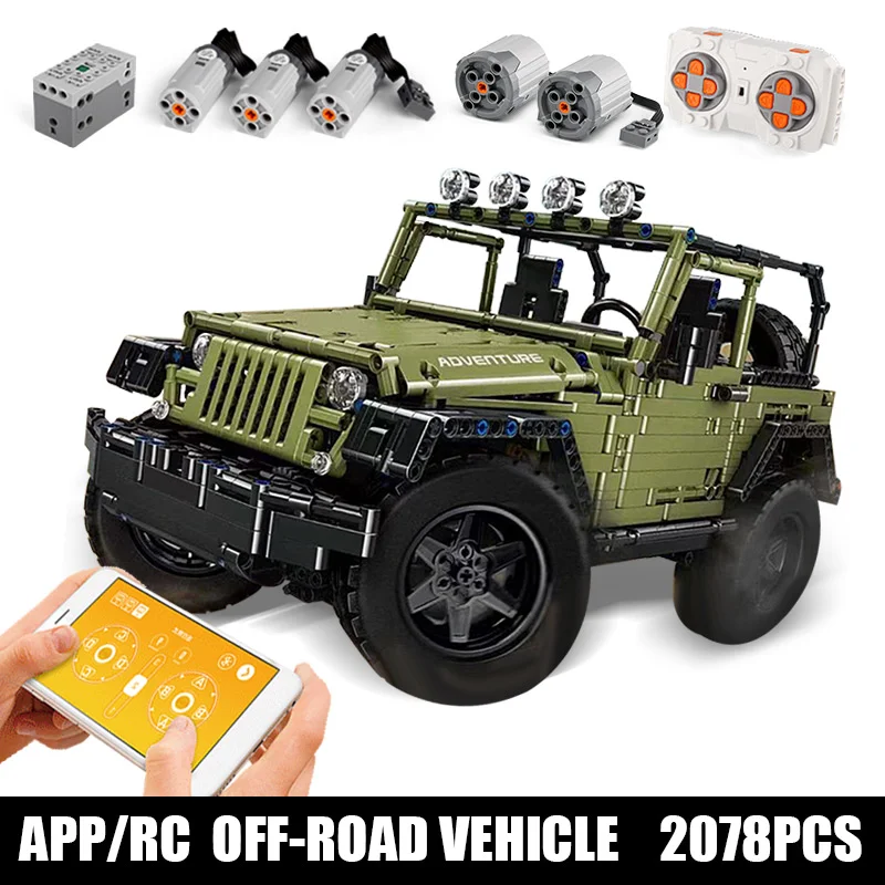 20090 Technic автомобиль RC игрушки Leoging MOC-5140 Jeeps Wrangler Rubicon автомобиль сборка модель автомобиля детские рождественские игрушки строительные блоки - Цвет: 20090 with motors