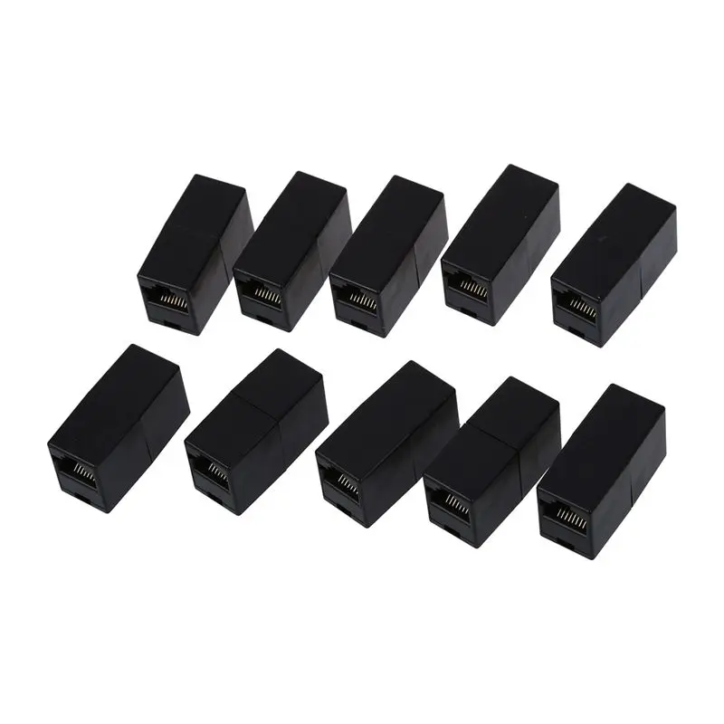 Plastic RJ45 8P8C Female To LAN Couplers - Black (Pack Of 10) | Обустройство дома