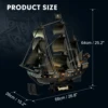 CubicFun 3D Puzzle for Adults LED Pirate Ship, Large Queen Anne's Revenge Desk Puzzles, DIY Model Building Kits Toys For Teens 5