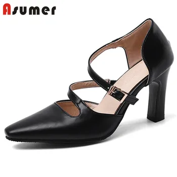 

ASUMER 2020 new pumps women shoes pu buckle simple top quality dress party shoes spring summer single shoes ladies big size