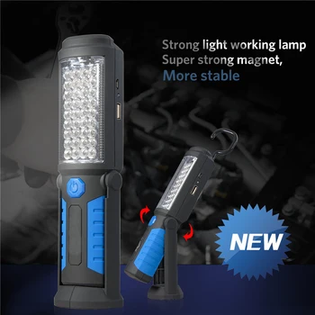 

Bright Rechargeable Flashlight Work Torch USB Charging 36+5 LED Work Light Magnetic Hook Outdoor 18650 Battery Lanterna