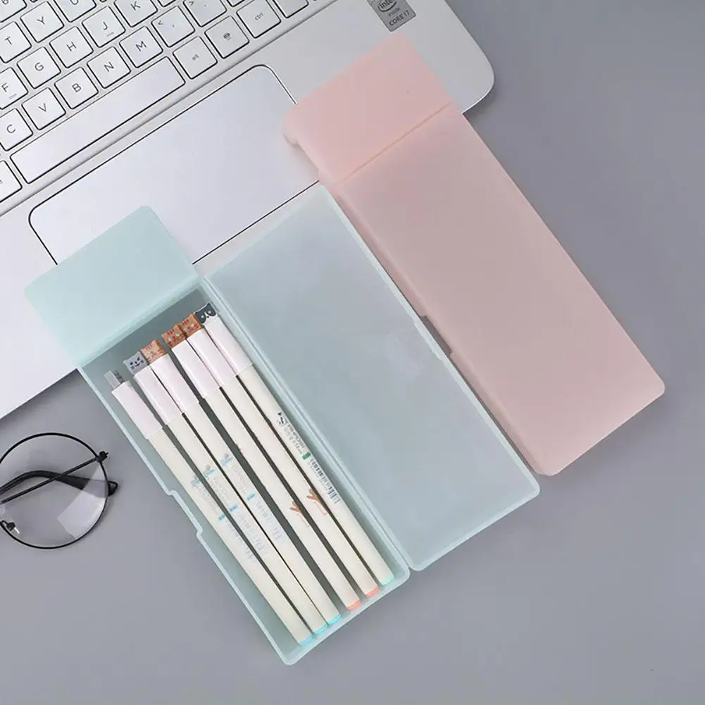

Creative Simple Transparent Pencil Case School Student Plastic Stationery Storage Pens Box Learning Office Gifts Supplies