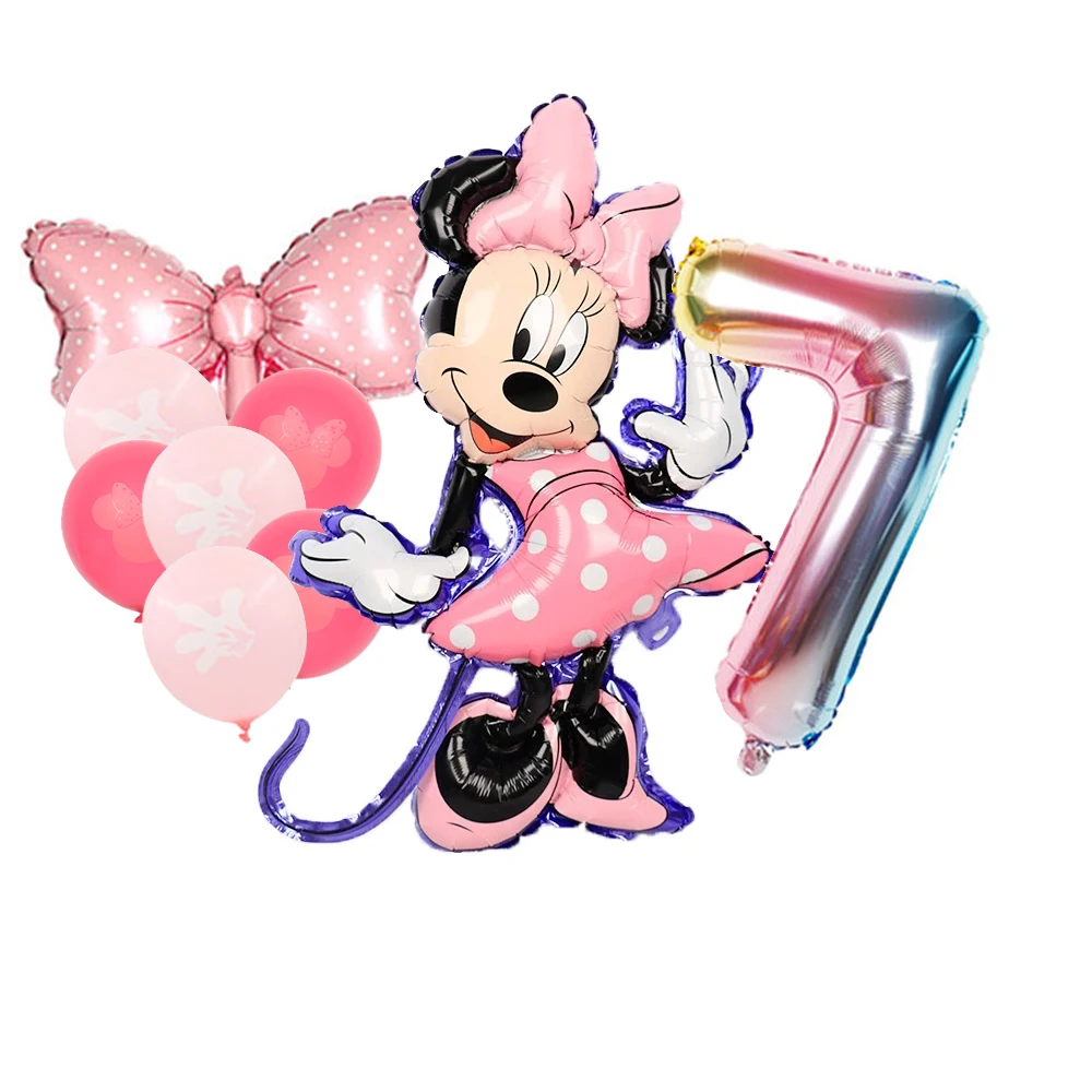 8pcs Minnie Balloons Minnie Mouse Birthday Party Decor Cartoon Foil Balloon Baby Shower Birthday Party Decorations