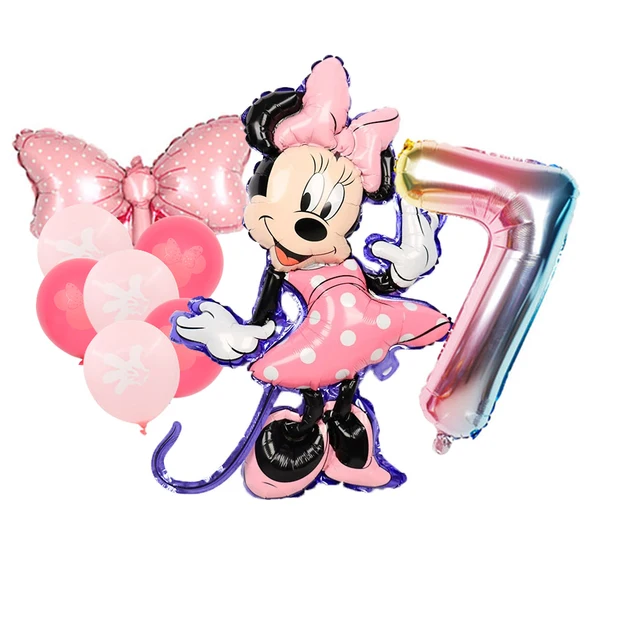 8pcs Minnie Balloons Minnie Mouse Birthday Party Decor Cartoon Foil Balloon Baby Shower Birthday Party Decorations 8pcs Number 7