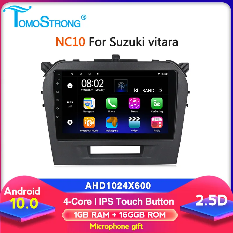 Автомагнитола Tomostrong 2.5D IPS для Suzuki vitara 2014 2015 2016 2017 2018 gps navi стерео fm