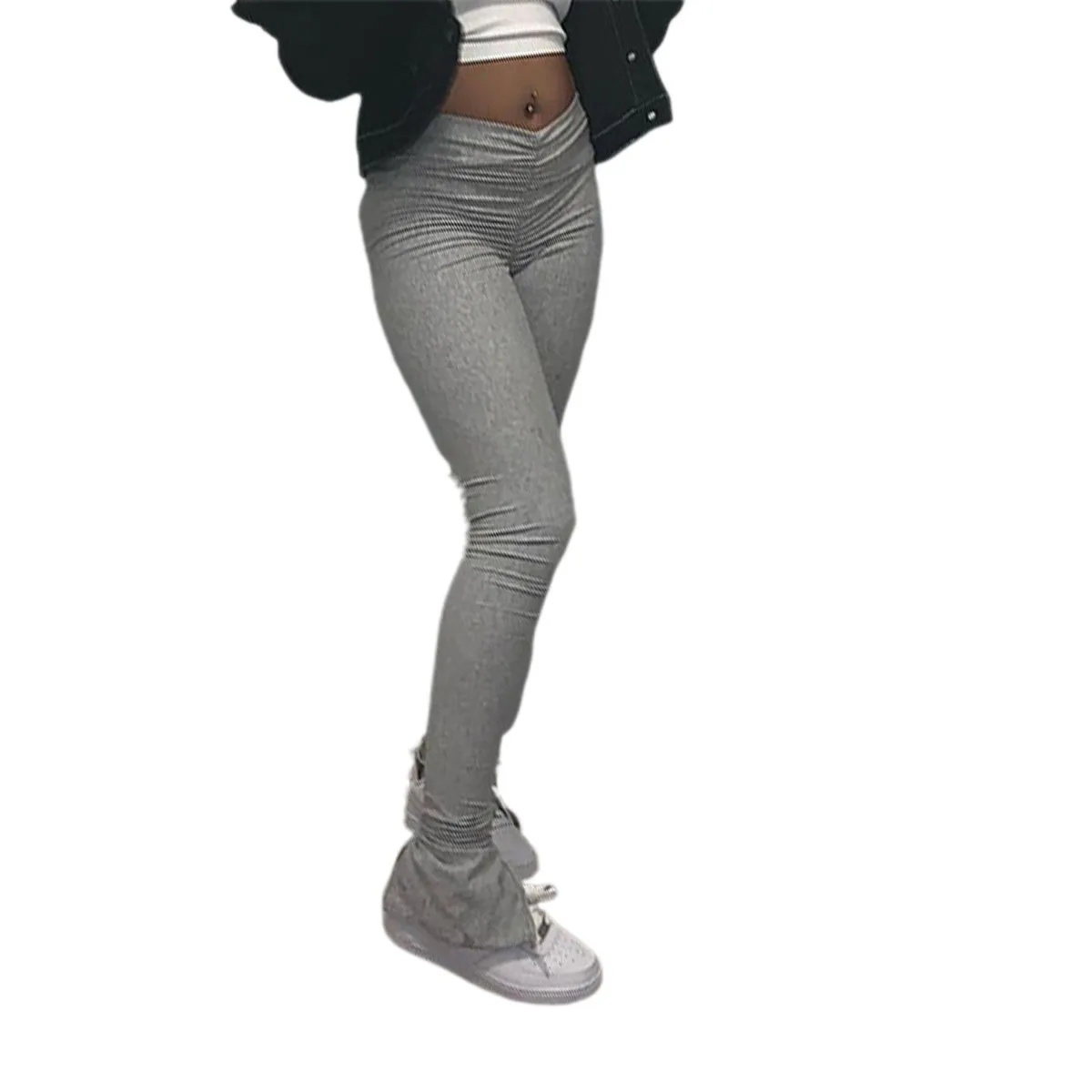 

Fashion Pants New Solid Color High Waist Pants for Women Streetwear Flared Trousers