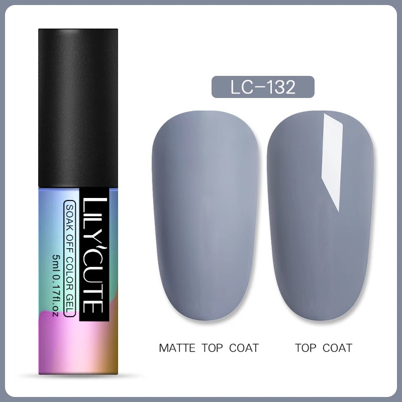 132 LILYCUTE матовый Гель-лак для ногтей Gery color зимний Гель-лак для ногтей матовое верхнее покрытие отмачиваемый УФ-Гель-лак для нейл-арта - Цвет: 132