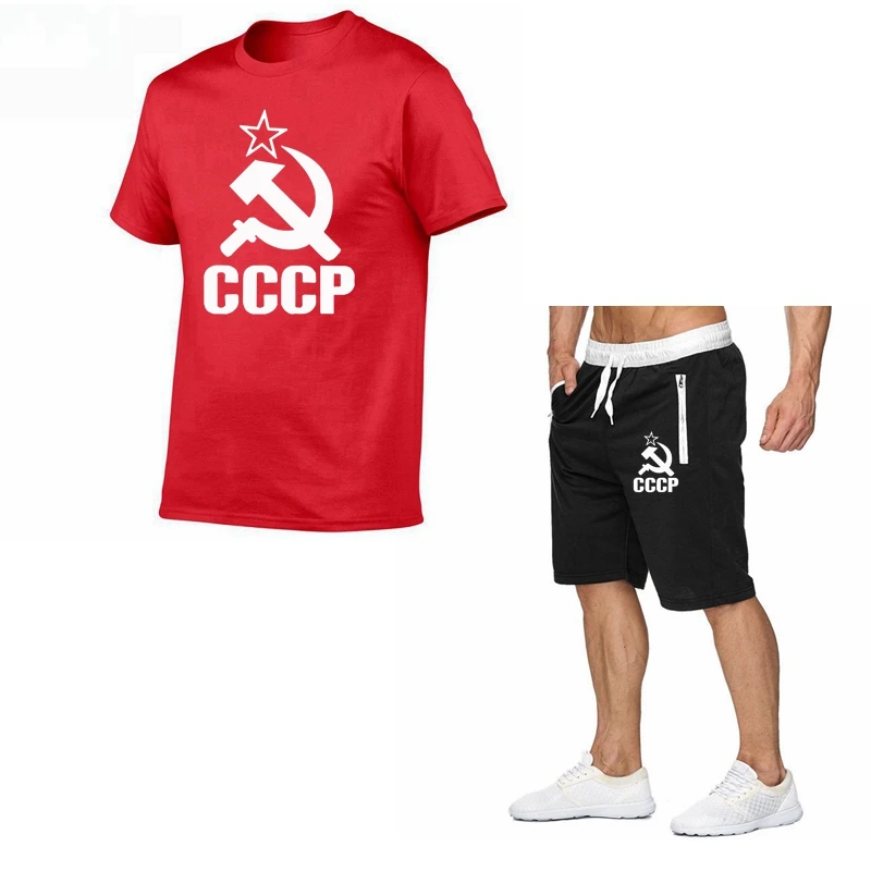 Новинка CCCP мужские футболки + шорты 2 предмета короткий рукав круглый вырез с