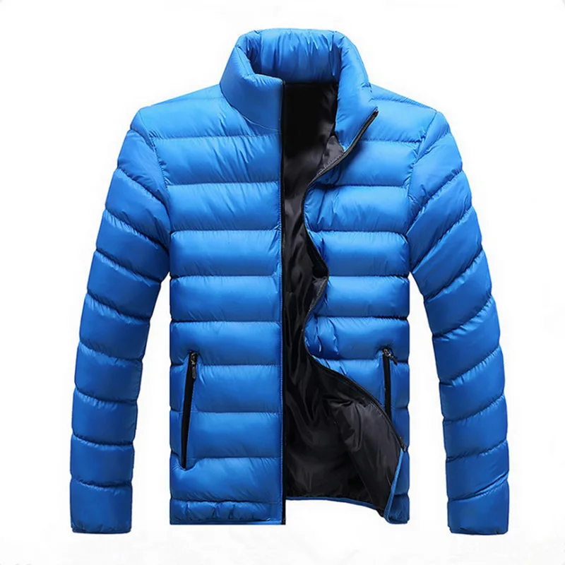 

Brand Men Parka Jacket Clothing Fashion Autumn Winter Collar Casual Thick Jackets Solid Color Large Size Cotton Coat