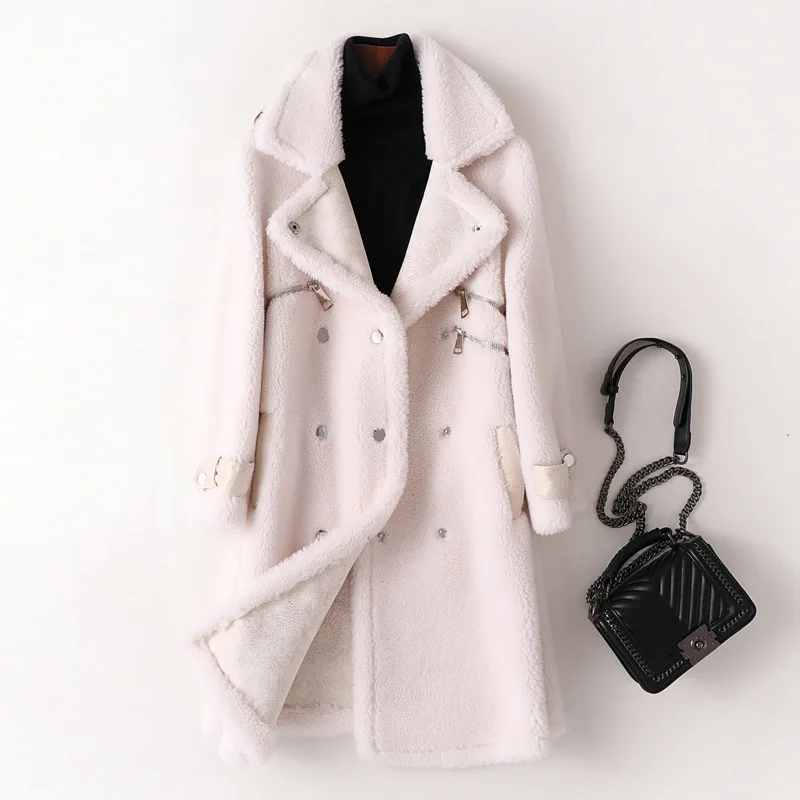 

Real Fur Female Wool Jacket Autumn Winter Coat Women Clothes 2020 Korean Vintage Sheep Shearling Warm Tops Manteau Femme