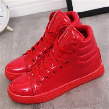 

MVP BOY Hot Sale Men Casual Hip-hop Shoes Spring/Autumn High Top Unisex Flat Ankle boots Shoes PU Size 36-44 White Black Yellow