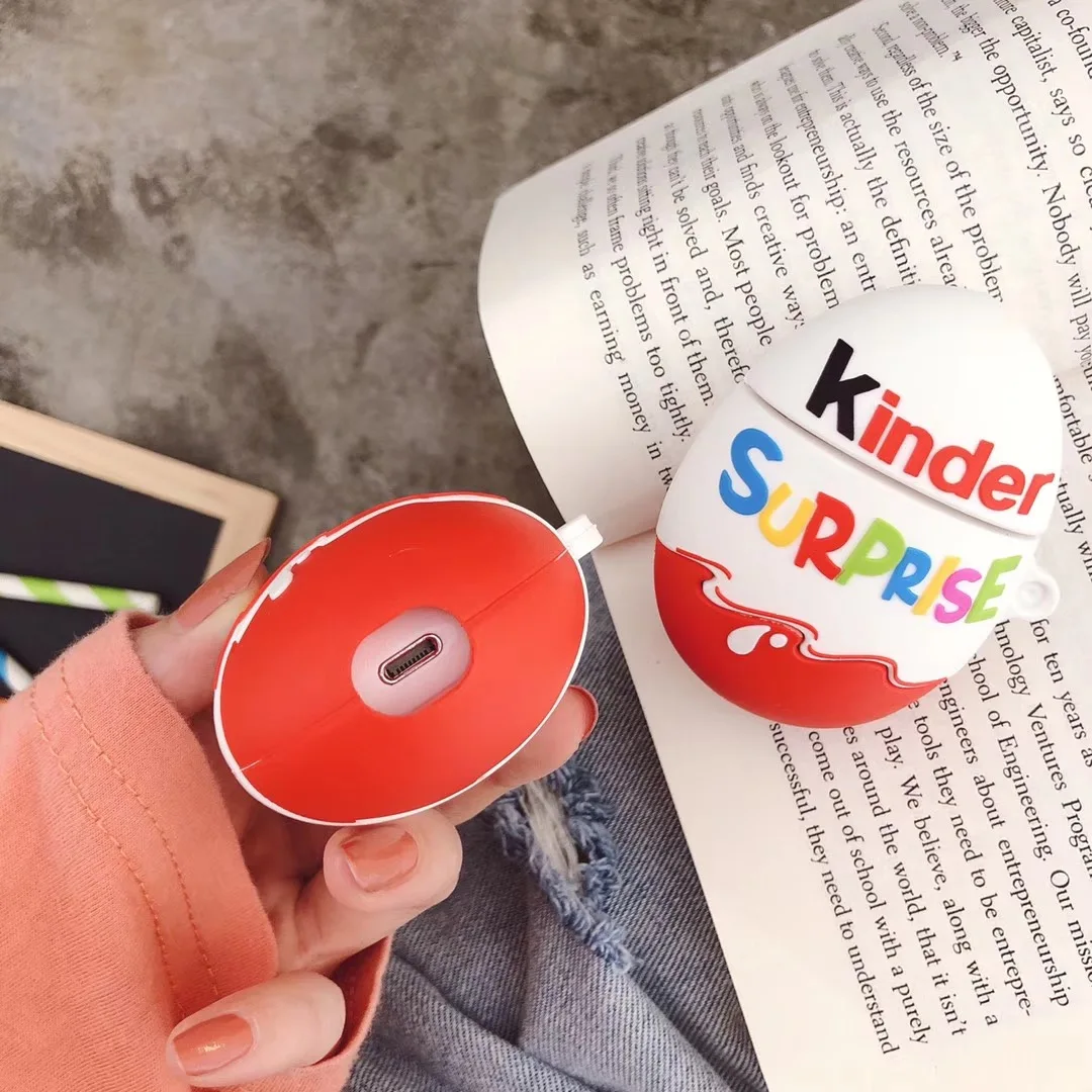 Горячая kinder fun eggs беспроводной Bluetooth чехол для наушников для AirPods 2 1 шоколад сюрприз коробка 3D мягкая силиконовая гарнитура coque чехол