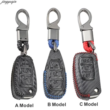 

Jingyuqin Carbon Car Leather Key Ring Cover Case Holder For Ford Focus 2 3 4 MK2 MK3 MK4 Kuga Edge Mondeo Fusion Ecosport Fiesta
