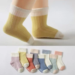 Chaussettes en coton pour bébés de 0 à 3 ans, 4 paires/lot, chaussettes de sol antidérapantes respirantes et mignonnes pour nouveaux nés, garçons et filles, printemps et automne 