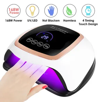 

30/60/90/120s Time Setting 168W Smart UV LED Fit All Gels with Smart Sensor Nail Lamp Fast Curing Gel Light Nail Lamp Nail Dryer