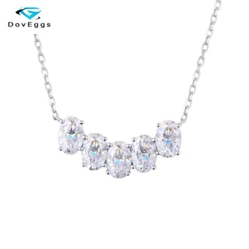 

DovEggs 14K 585 White Gold 2.5CTW 4x6mm Elegant GH Color Oval Cut Moissanite Pendant Necklace For Women Wedding Gifts Party Wear