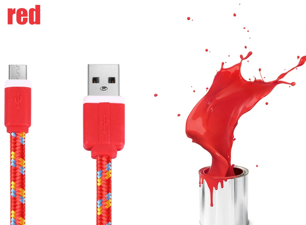 3M Плетеный тканевый плоский цветной Micro USB кабель для синхронизации данных и зарядки для смартфонов Android
