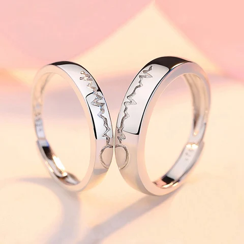 Fashion Love Heart Matching Couple Rings Set 2Pcs for Women Men Lover Wedding Zircon Rings Girlfriend Dating Gift Jewelry