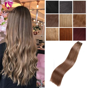VSR doppia trama trafilata capelli umani di qualità europea tessitura diritta 100g macchina Remy tesse le estensioni dei capelli