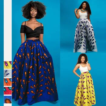 

African Floral Print Skirt 2020 News Dashiki Bazin Wax Robe Fluffy Big Size Riche Skirts African Dresses for Women Sexy Skirts