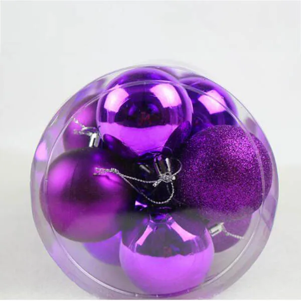 24Pcs Glitter Christmas Balls Party Xmas Tree Hanging Ornament Decoration - Цвет: Purple