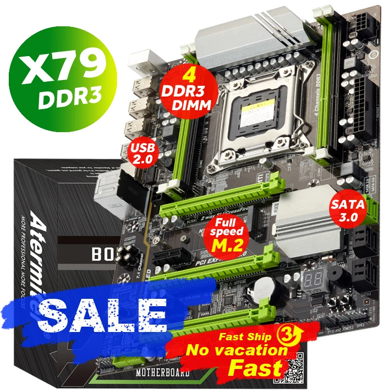 Материнская плата Atermiter X79 Turbo LGA2011 ATX USB2.0 SATA3 PCI-E NVME M.2 SSD с поддержкой памяти REG ECC и