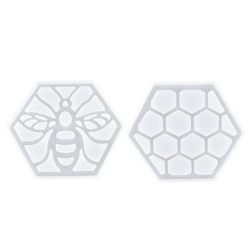 Diy Crystal Epoxy Mould Resin Irregular Hexagonal Hollow Bee Honeycomb Coaster Decorative Silicone Mold for Home Decor | Украшения и