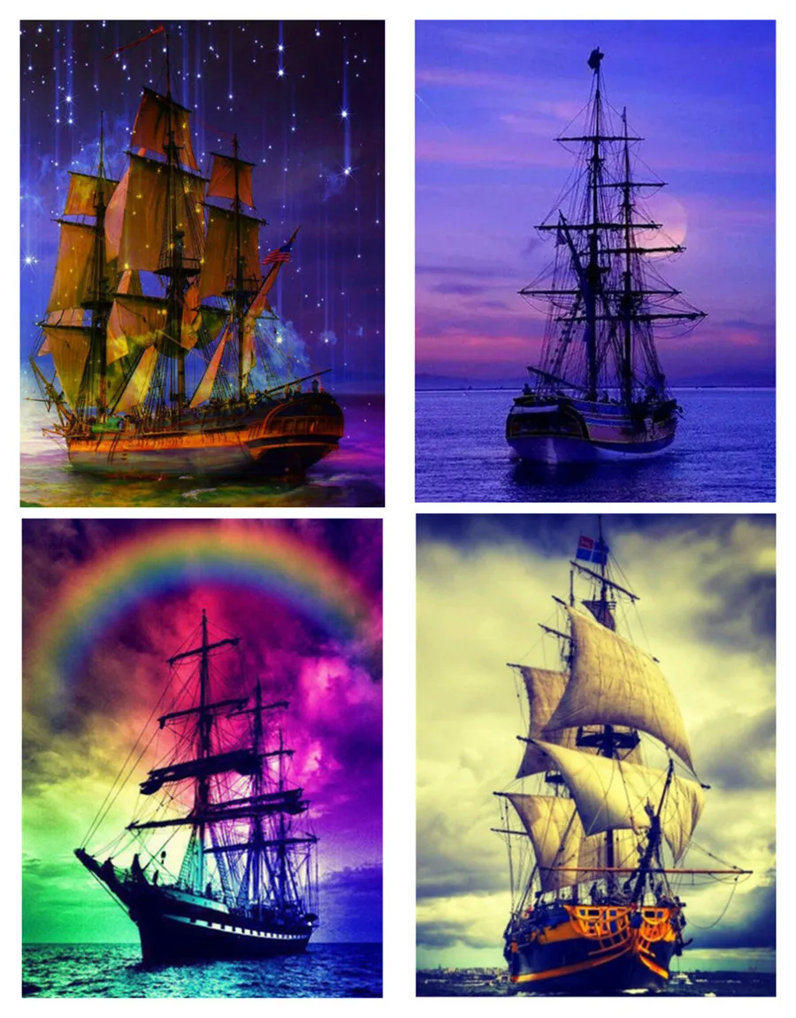 

5D DIY Diamond Painting Ship Landscape Diamondl Cross Embroidery Home Decoration