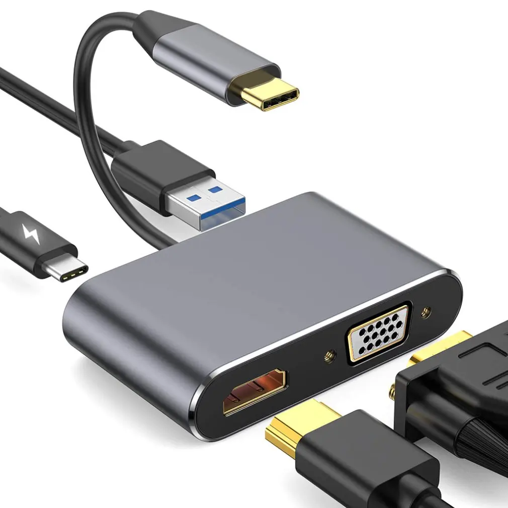 Type c to HDMI Female Four in one Transfer Cable Type C Turn 4k 30HZ HD 3